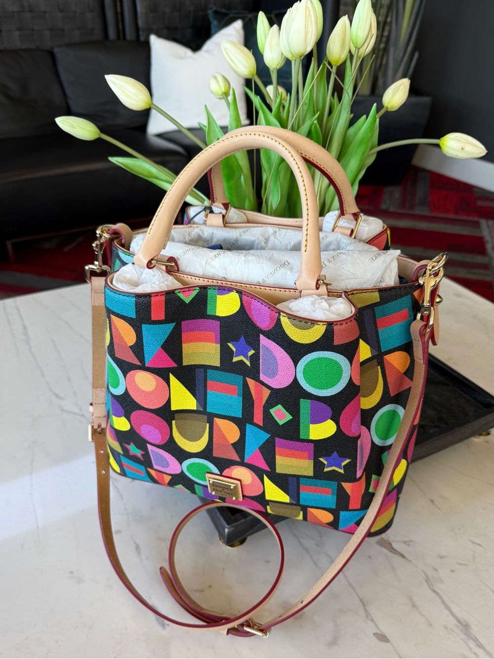 New Dooney & Bourke Art Deco Brenna Cotton/Leather Bag - Picture 6 of 16